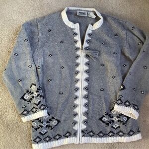 Northern Reflections Zippered ramie/cotton sweater M